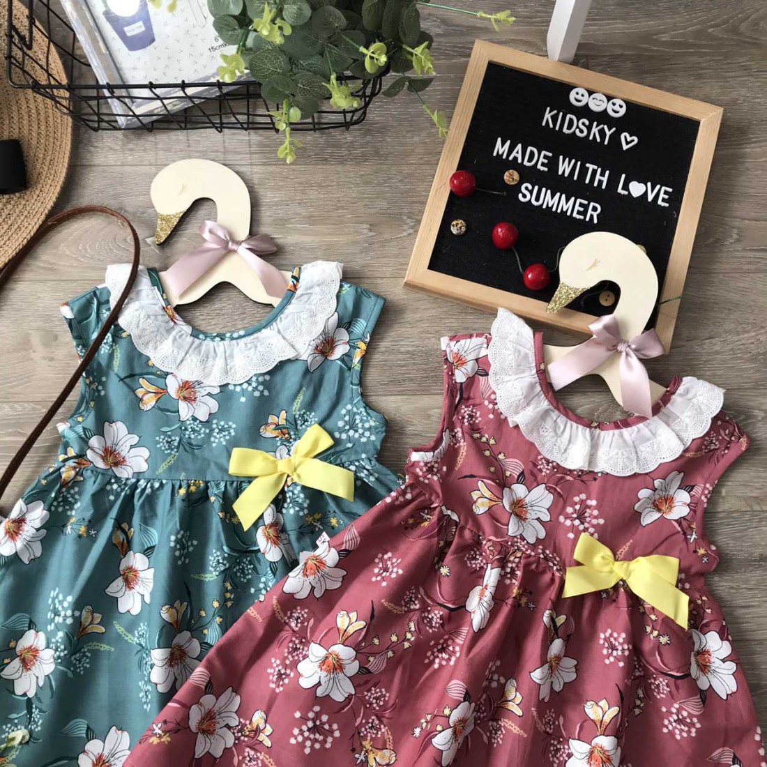 Váy hoa ren cổ size 4-8  -VR20155-